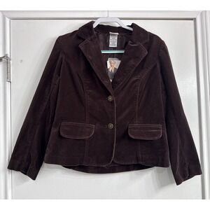 Vintage Y2K Brown Velvet Velour Jacket Blazer Size M Grunge Goth NWT
